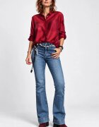 Shopika Camasa satinata oversized cu maneci reglabile bordo
