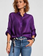 Shopika Camasa satinata oversized cu maneci reglabile mov violet