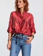Shopika Camasa satinata oversized cu maneci reglabile roz inchis
