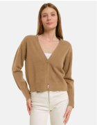 Shopika Cardigan cu decolteu in V din tricotaj fin camel