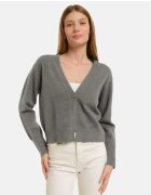 Shopika Cardigan cu decolteu in V din tricotaj fin gri