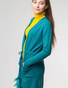 Shopika Cardigan turcoaz midi tricotat cu gluga si buzunare - CD55VERDE
