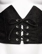 Shopika Centura corset lata din material jeans negru cu siret si capse mici