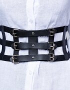 Shopika Centura corset lata din piele ecologica cu catarame argintii