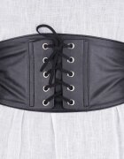 Shopika Centura corset lata din piele ecologica cu siret decorativ si capse metalice