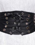 Shopika Centura corset lata din piele ecologica cu siret si 4 randuri capse metalice argintii