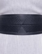 Shopika Centura neagra din material elastic si piele ecologica cu decoratiune din acealasi material