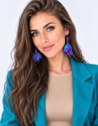 Shopika Cercei asimetrici multicolori handmade modelati din piele naturala