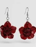 Shopika Cercei dama din piele naturala cu floare tridimensionala Rosii