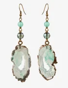 Shopika Cercei dama lungi statement cu pandantiv efect geoda si margele decorative Aqua