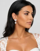 Shopika Cercei eleganti cu perla si cubic zirconia model floral pentru mireasa si evenimente