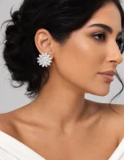 Shopika Cercei florali cu cubic zirconia pentru mireasa nunta si evenimente