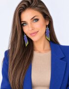Shopika Cercei handmade din piele naturala olive si albastru cu accente aurii