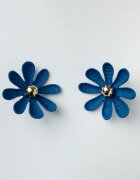 Shopika Cercei in forma de floare cu multe petale albastru mat