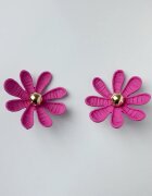 Shopika Cercei in forma de floare cu multe petale fucsia mat