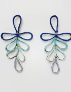 Shopika Cercei lungi si flexibili din metal auriu si celuloza in nuante de albastru si bleu