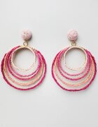 Shopika Cercei metalici aurii cu cinci cercuri in nuante de roz si fucsia