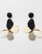 Shopika Cercei metalici aurii fluture cu aripi in nuante de alb negru si gri