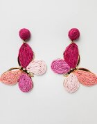Shopika Cercei metalici aurii fluture cu aripi in nuante de roz si fucsia