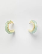 Shopika Cercei metalici aurii semirotund cu insertie verde menta translucida
