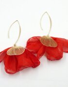 Shopika Cercei statement tip floare cu detalii aurii din matase stil elegant de vara rosii