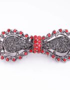 Shopika Clama medie metalica funda argintie cu pietre decorative argintii si rosii