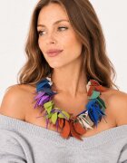 Shopika Colier handmade unicat din piele naturalamix culori