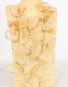 Shopika Colier statement bej cu petale textile de mac 3D din organza - design artistic italian