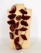 Shopika Colier statement bordo cu petale textile de mac 3D din organza - design artistic italian