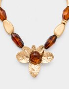 Shopika Colier statement cu floare metalica si accente tip chihlimbar