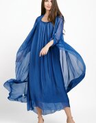 Shopika Compleu cu rochie si blazer din matase si vascoza albastru electric
