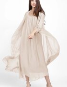 Shopika Compleu cu rochie si blazer din matase si vascoza bej