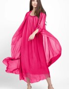 Shopika Compleu cu rochie si blazer din matase si vascoza fucsia