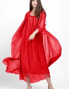 Shopika Compleu cu rochie si blazer din matase si vascoza rosu