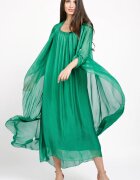 Shopika Compleu cu rochie si blazer din matase si vascoza verde smarald
