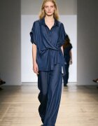 Shopika Compleu dama camasa si pantaloni croi lejer elegant casual din tencel albastru jeans