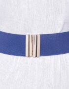 Shopika Curea bleumarin 6 cm latime din material elastic cu catarama argintie
