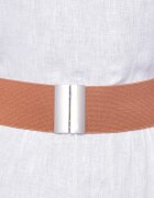 Shopika Curea camel 6 cm latime din material elastic cu catarama argintie