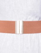 Shopika Curea camel 6 cm latime din material elastic cu catarama aurie