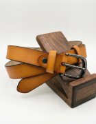 Shopika Curea dama din piele naturala camel cu catarama metalica