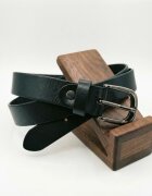 Shopika Curea dama din piele naturala neagra cu catarama metalica