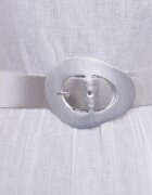 Shopika Curea din piele ecologica argintie cu catarama neregulata argintie si elastic cu lurex la spate