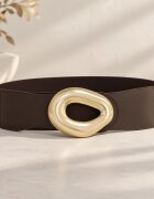 Shopika Curea elastica maro cu latime de 7 cm catarama aurie