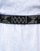 Shopika Curea elastica neagra cu aplicatie din margelute fine negre si argintii