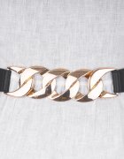 Shopika Curea flexibila cu decoratiune lant metalic si material elastic negru la spate