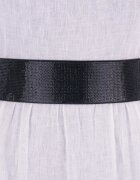Shopika Curea flexibila neagra 6 cm cu material elastic negru la spate si strasuri negre pe fata