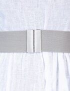 Shopika Curea gri 6 cm latime din material elastic cu catarama argintie