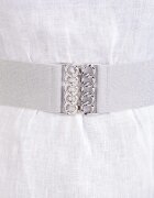 Shopika Curea lata argintie cu tesatura de lurex de 6 cm din material elastic cu catarama argintie