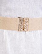 Shopika Curea lata aurie cu tesatura de lurex de 6 cm din material elastic cu catarama aurie