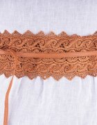 Shopika Curea lata de 8 cm petrecuta camel cu aplicatie din broderie textila